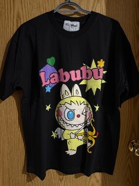 Labubu Kids Graphic Tee - Black with Colorful Print